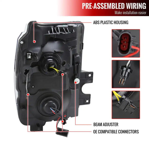 SPEC-D TUNIN 2LHP-F25011-SQ-RS PROJECTOR HEADLIGHTS WITH SEQUENTIA