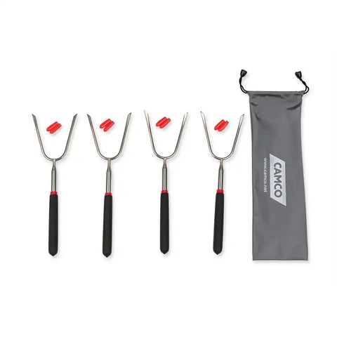 Camco 44015 Campfire Roasting Fork Extendable Up To 34 Inch Length Holds Up to 4 Ho