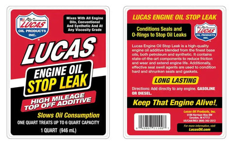 LUCAS OIL 11100 ENGINE OIL STOP LEAK TOP OFF ADDITI