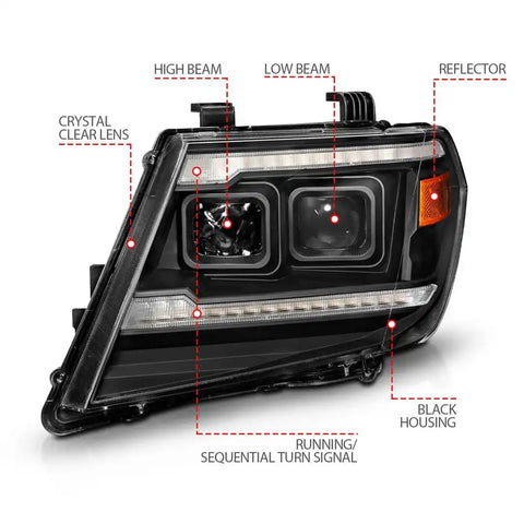 ANZO USA 111597 Headlight Assembly Projector Beam With Plank Style Switchback LED Da