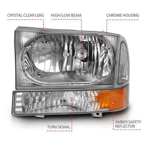 ANZO 111458 CRYSTAL HEADLIGHT SET; CLEAR LENS;