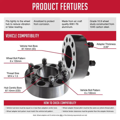 WHL ADPTR 6/135MM-6/135MM 2'HUB CEN
