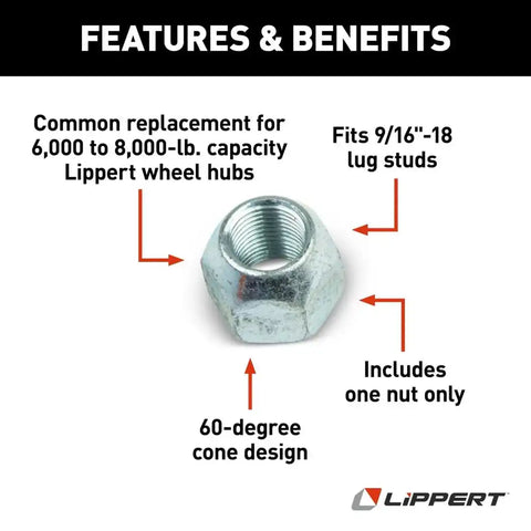 LIPPERT COMP 134581 60 LUG NUT  9/16'-18