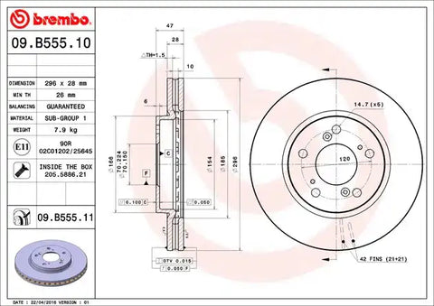 BREMBO 09B55511C02 DISC BRAKE ROTOR