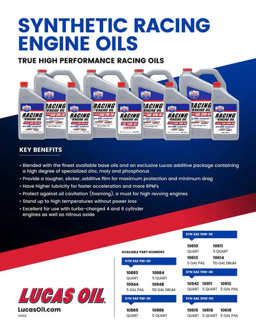 LUCAS OIL 10620 SAE 20W-50 RACING OIL QT