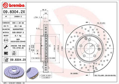 BREMBO 0983042XC02 DISC BRAKE ROTOR