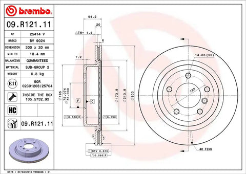 BREMBO 09R12111C02 DISC BRAKE ROTOR