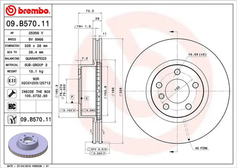 BREMBO 09B57011C02 DISC BRAKE ROTOR
