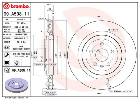 BREMBO 09A50811C02 DISC BRAKE ROTOR