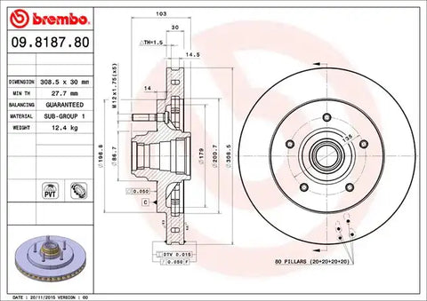 BREMBO 09818780C02 DISC BRAKE ROTOR