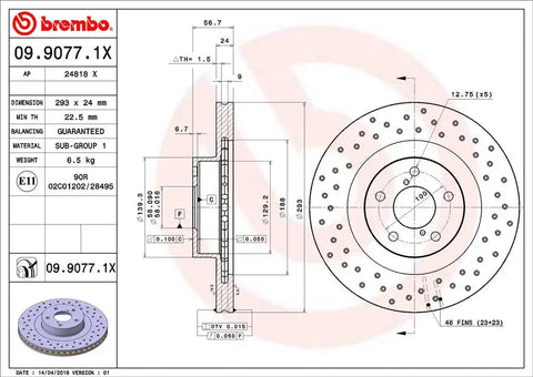 BREMBO 0990771XC02 DISC BRAKE ROTOR