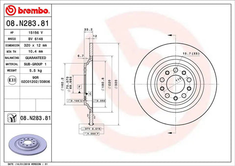 BREMBO 08N28381C02 DISC BRAKE ROTOR