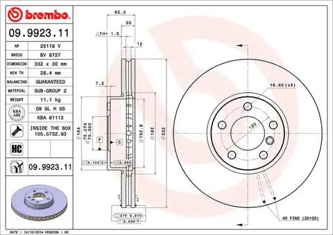 BREMBO 09992311C02 DISC BRAKE ROTOR