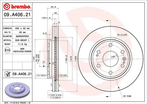 BREMBO 09A40621C02 DISC BRAKE ROTOR