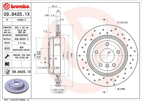 BREMBO 0994251XC02 DISC BRAKE ROTOR