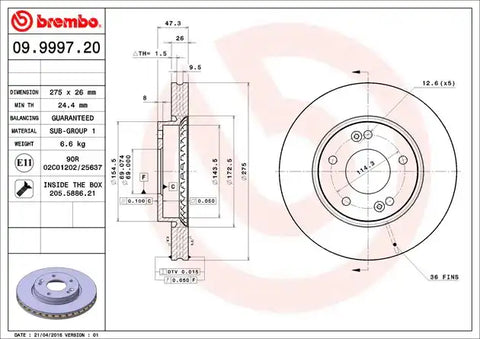 BREMBO 09999720C02 DISC BRAKE ROTOR