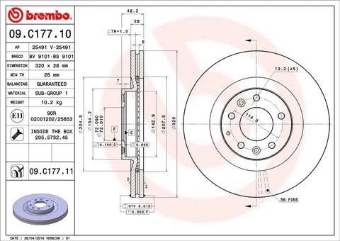 BREMBO 09C17711C02 DISC BRAKE ROTOR