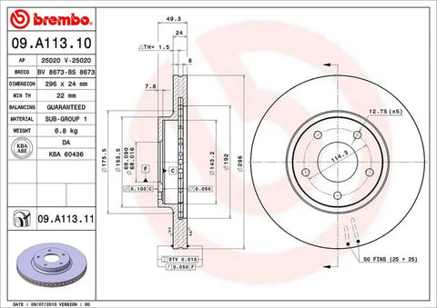 BREMBO 09A11311C02 DISC BRAKE ROTOR
