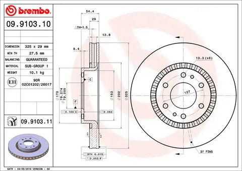 BREMBO 09910311C02 DISC BRAKE ROTOR