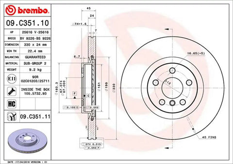 BREMBO 09C35111C02 DISC BRAKE ROTOR