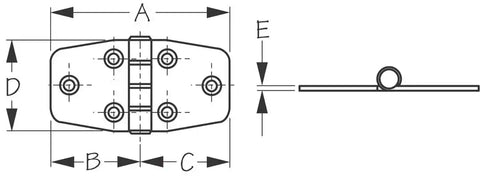 SEA DOG 201530-1 SS DOOR HINGE 1-1/2' X 2-7/8'