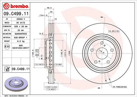 BREMBO 09C49911C02 DISC BRAKE ROTOR