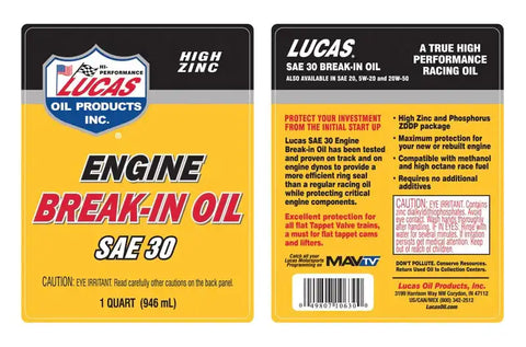LUCAS OIL 10630 SAE-30 BREAK-IN OIL