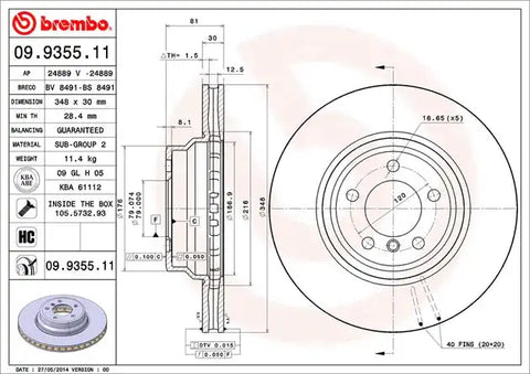 BREMBO 09935511C02 DISC BRAKE ROTOR