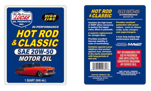 LUCAS OIL 10689 20W-50 HOTROD & CLASSIC