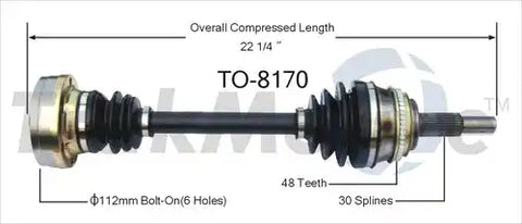 TRAKMOTIVE TO-8170 NEW CV AXLE