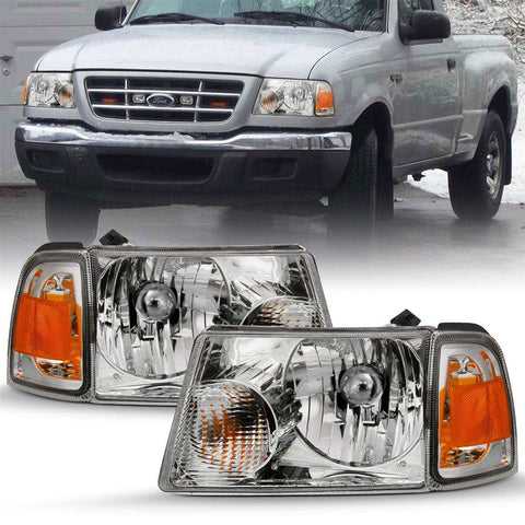 ANZO 111484 CRYSTAL HEADLIGHT SET CLEAR LENS 2001-2011 FORD RANGER SET OF 2