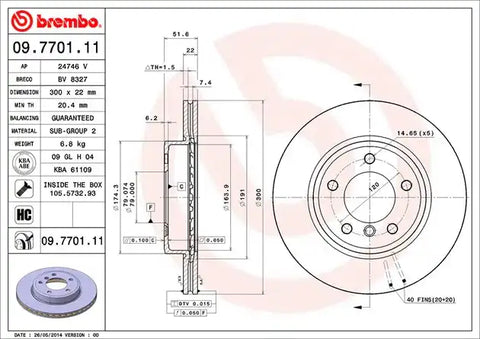 BREMBO 09770111C02 DISC BRAKE ROTOR
