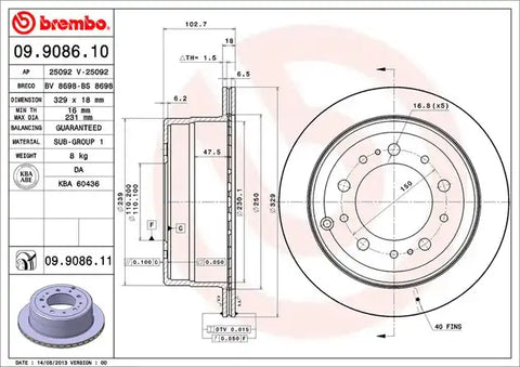 BREMBO 09908611C02 DISC BRAKE ROTOR