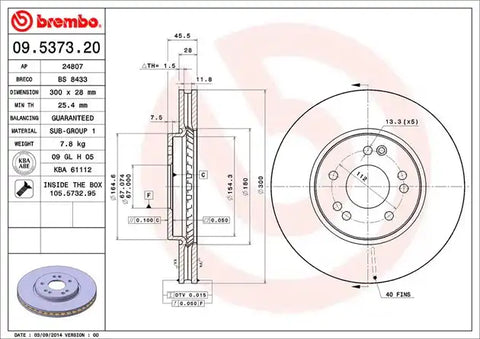 BREMBO 09537320C02 DISC BRAKE ROTOR