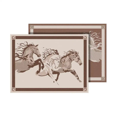 FAULKNER 53006S MAT HORSES BEIGE 9 X 12