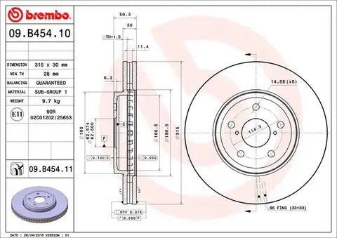 BREMBO 09B45411C02 DISC BRAKE ROTOR
