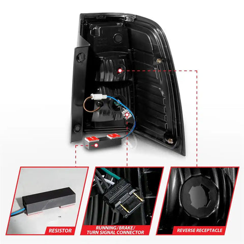 ANZO USA 311409 Tail Light Assembly LED Smoke Lens Black Housing With Sequential