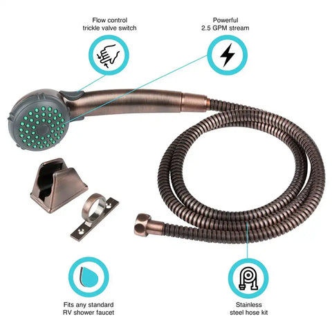 DURA FAUCET DF-SA400K-ORB SNGL SHWR WND&HOSE BRONZE