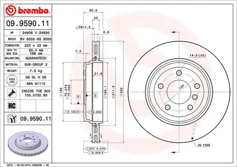 BREMBO 09959011C02 DISC BRAKE ROTOR