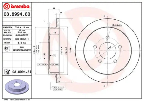 BREMBO 08899481C02 DISC BRAKE ROTOR