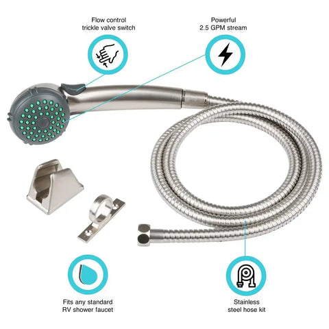 DURA FAUCET DF-SA400K-SN SNGL SHWR WND&HOSE NICKEL