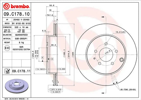 BREMBO 09C17811C02 DISC BRAKE ROTOR