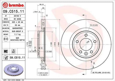 BREMBO 09C51511C02 DISC BRAKE ROTOR