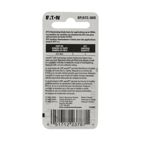 BUSSMANN BP/ATC-30ID 2PK BP/ATC30 EASY ID FUSE