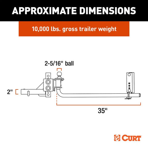 CURT 17601 TruTrack 2P Weight Distribution Hitch with 2x Sway Control, 8-10K