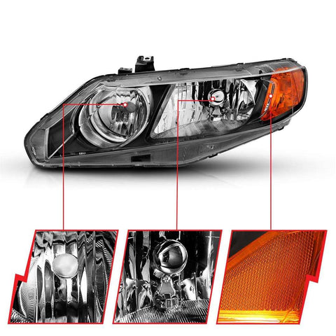 ANZO 121547 CRYSTAL HEADLIGHT SET; CLEAR LENS;
