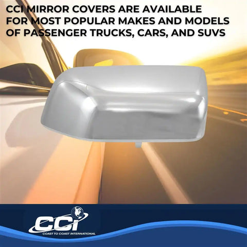 Coast To CCIMC67525R Top Half Tow Mirror Cover Replacement Chrome Plated ABS Plastic Set Of 2