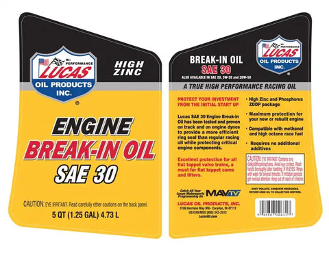 LUCAS OIL 10631 SAE 30 BREAK-IN OIL / 3X1