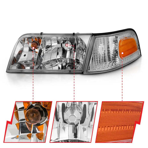 ANZO 121556 CRYSTAL HEADLIGHT SET; CLEAR LENS;
