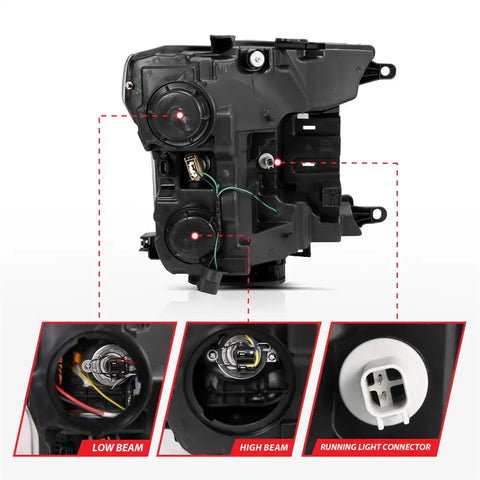ANZO USA 111398 Headlight Assembly Halogen Bulb Projector Beam/ Plank Style Switchb